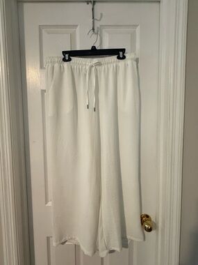 Philosophy White Wide Leg Drawstring Pants